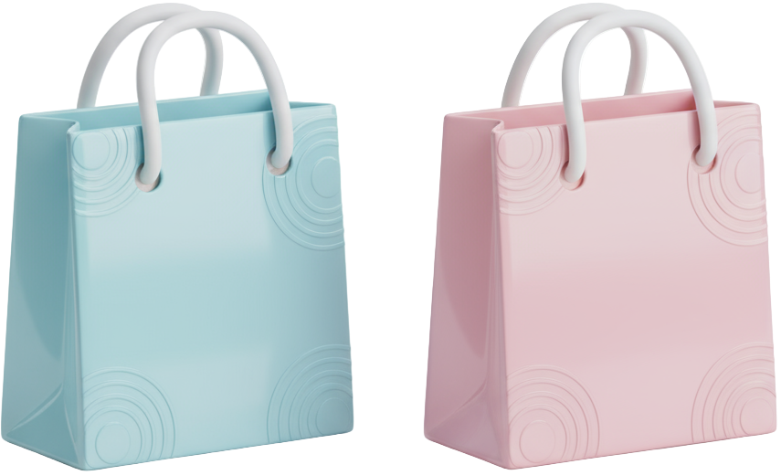 2 shopping bags emoji - 3d style - white background
